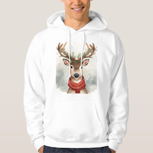 Cute Reindeer Christmas Hoodie,Cozy Festive Winter パーカ (正面)