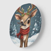 Cute reindeer christmas  kids bedroom ラージ壁時計 (傾斜)