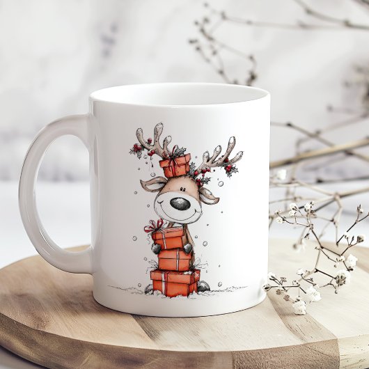 Cute Reindeer Christmas Mug – Oh Deer! コーヒーマグカップ