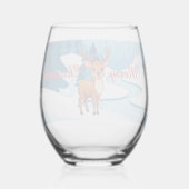 Cute reindeer Christmas Party ステムなしワイングラス (裏面)