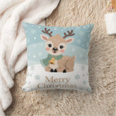 Cute Reindeer Christmas Pastel Baby Deer Holiday クッション (ブランケット)