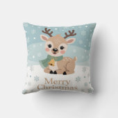 Cute Reindeer Christmas Pastel Baby Deer Holiday クッション (裏面)