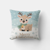 Cute Reindeer Christmas Pastel Baby Deer Holiday クッション (正面)