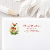 Cute Reindeer Christmas Return Address Labels ラベル (インサイチュ)