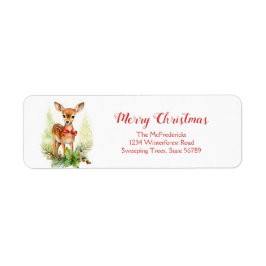 Cute Reindeer Christmas Return Address Labels ラベル