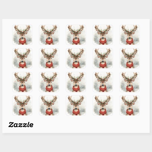 Cute Reindeer Christmas Sticker スクエアシール (シート)