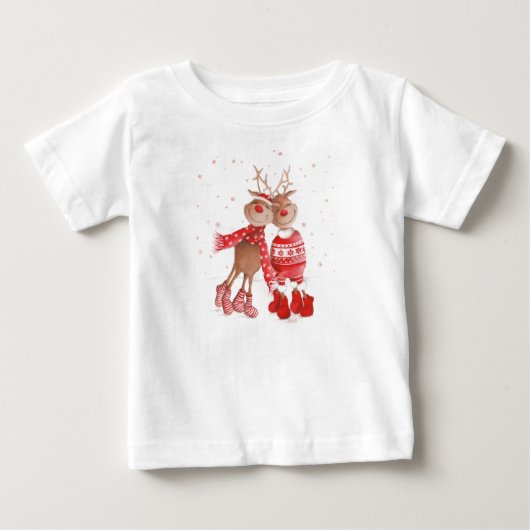 Cute Reindeer Christmas Sweatshirt – Cozy 3D ベビーTシャツ (正面)