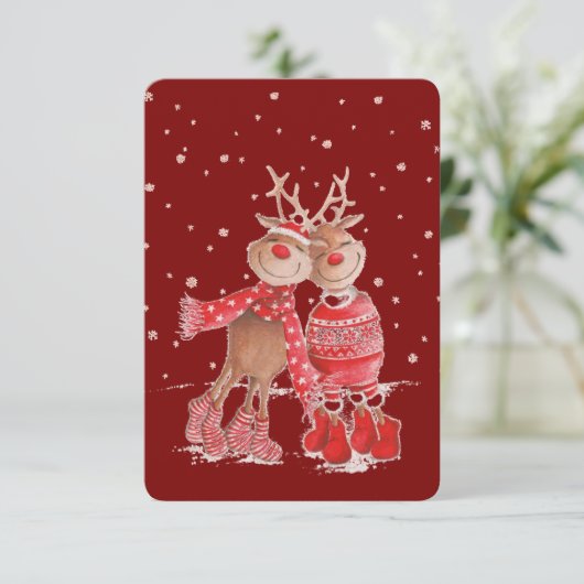 Cute Reindeer Christmas Sweatshirt – Cozy 3D 招待状 (スタンド正面)