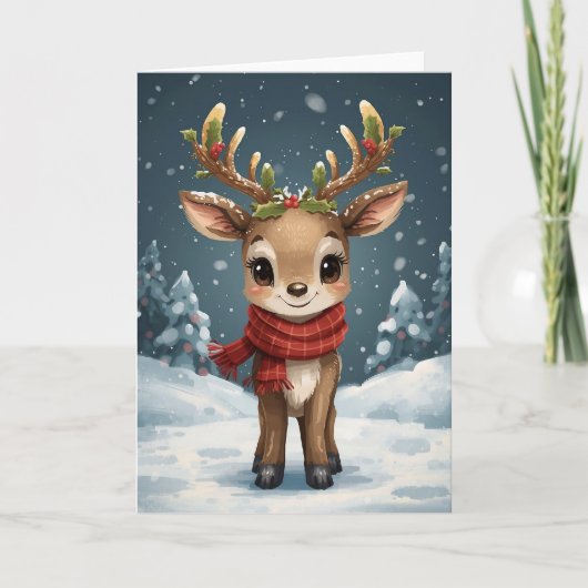 Cute reindeer christmas sweet holiday wishes カード (正面)