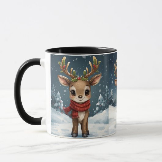 Cute reindeer christmas travel mug for cozy drinks マグカップ (左)