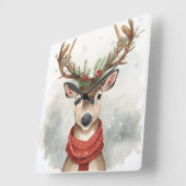 Cute Reindeer Christmas Wall Clock スクエア壁時計 (傾斜)