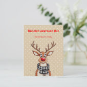 Cute reindeer christmas wish beige Postcard シーズンカード (スタンド正面)