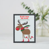 Cute reindeer christmas wish black retro Postcard シーズンカード (スタンド正面)