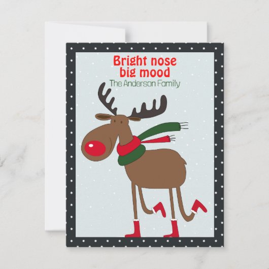 Cute reindeer christmas wish black retro Postcard シーズンカード (正面)
