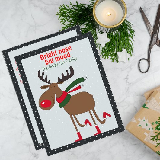 Cute reindeer christmas wish black retro Postcard シーズンカード