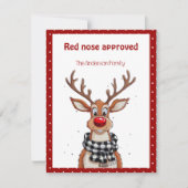 Cute reindeer christmas wish red retro Postcard シーズンカード (正面)