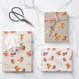 Cute Reindeer Christmas Wrapping ラッピングペーパーシート