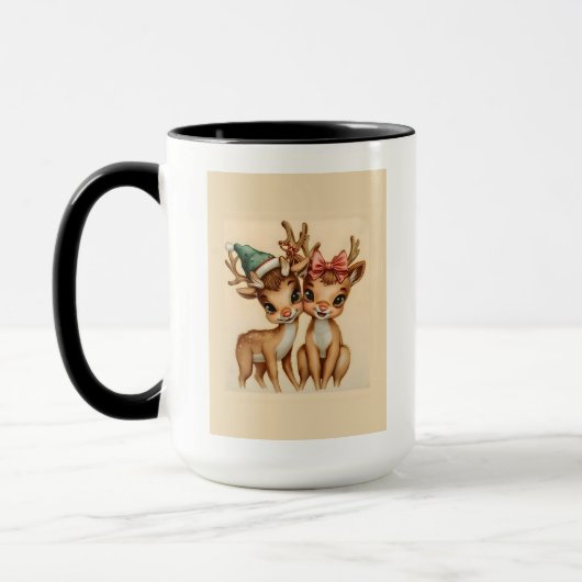 Cute Reindeer Couple Christmas Mug | Holiday Gift マグカップ (左)