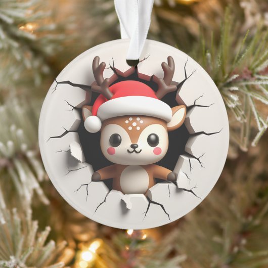Cute Reindeer Double-Sided Holiday Ornament オーナメント (ツリー)
