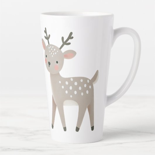 Cute Reindeer Drawing Christmas カフェラテマグ (右)