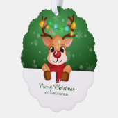 Cute Reindeer Duo Lights Jingle Bells Christmas オーナメントカード (左)