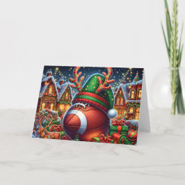 Cute Reindeer Football Christmas シーズンカード