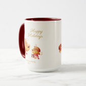Cute Reindeer Happy Holidays Personalized マグカップ (正面左)