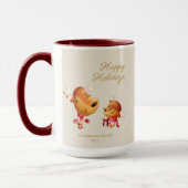 Cute Reindeer Happy Holidays Personalized マグカップ (左)
