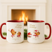 Cute Reindeer Happy Holidays Personalized マグカップ