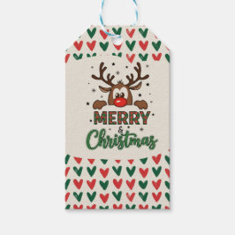 Cute Reindeer Heart Pattern  Christmas Gift Tag ギフトタグ