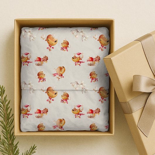 Cute Reindeer Holiday 薄葉紙