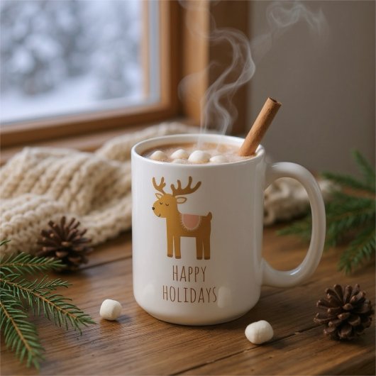Cute Reindeer Holiday Coffee Mug Christmas Gift コーヒーマグカップ