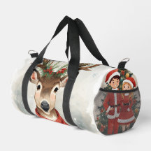 Cute Reindeer Holiday Travel Duffel For Holliday