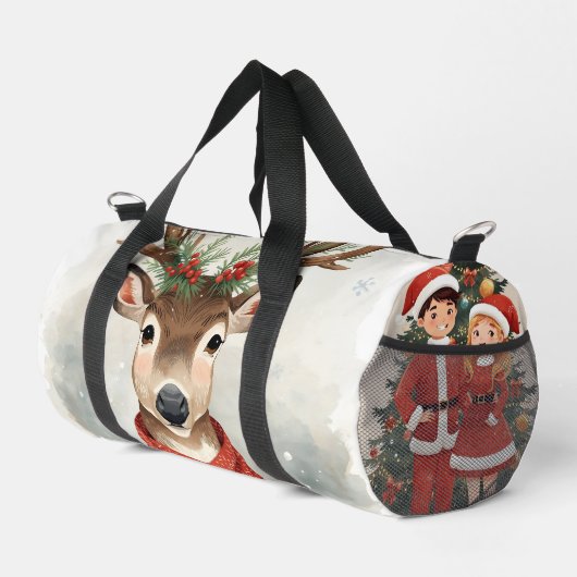 Cute Reindeer Holiday Travel Duffel For Holliday ダッフルバッグ (右コーナー)