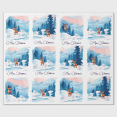 Cute reindeer in a snowy landscape  ラッピングペーパー (フラット)