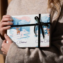 Cute reindeer in a snowy landscape  ラッピングペーパー