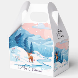 Cute reindeer in a snowy landscape Favor Box フェイバーボックス