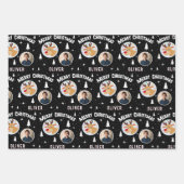 Cute Reindeer Kid`s Name Photo Christmas ラッピングペーパーシート (正面3)