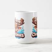 Cute Reindeer Mascot With 'I Love Christmas' Text コーヒーマグカップ (中央)