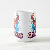 Cute Reindeer Mascot With 'I Love Christmas' Text コーヒーマグカップ (中央)