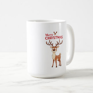 Cute Reindeer Mascot With 'I Love Christmas' Text コーヒーマグカップ