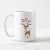 Cute Reindeer Mascot With 'I Love Christmas' Text コーヒーマグカップ (左)