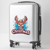 Cute Reindeer Mascot With 'I Love Christmas' Text シール (スーツケース)