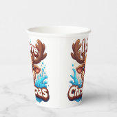 Cute Reindeer Mascot With 'I Love Christmas' Text 紙コップ (右)