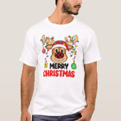 Cute Reindeer Merry Christmas Lights Tシャツ (正面)