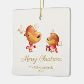Cute Reindeer Merry Christmas Ornament セラミックオーナメント (左)