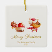 Cute Reindeer Merry Christmas Ornament セラミックオーナメント (正面)