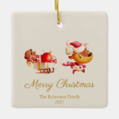 Cute Reindeer Merry Christmas Ornament セラミックオーナメント (正面)