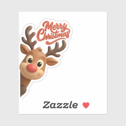 Cute Reindeer “Merry Christmas” Sticker シール (シート)