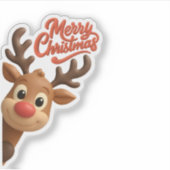Cute Reindeer “Merry Christmas” Sticker シール (正面)